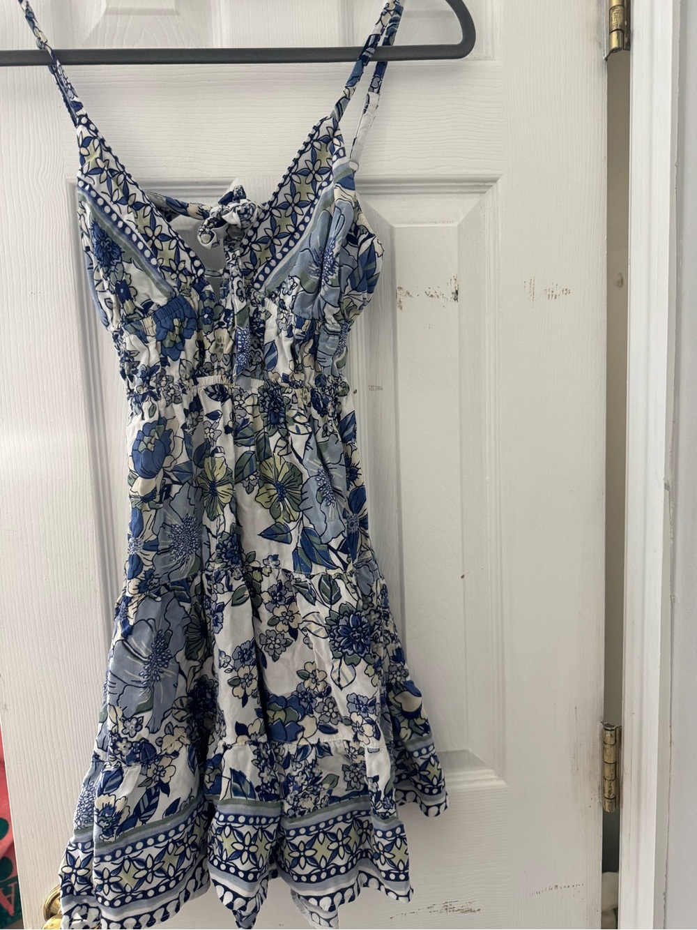 Blue Floral Sundress with Smocked Waist
